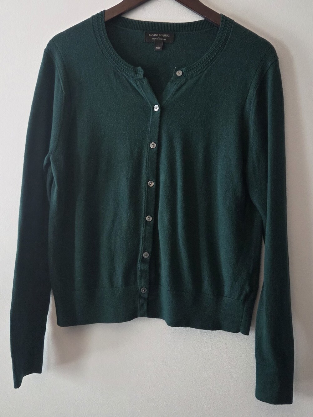 Banana Republic Women's Dark Green Button-Up Cardigan Size L